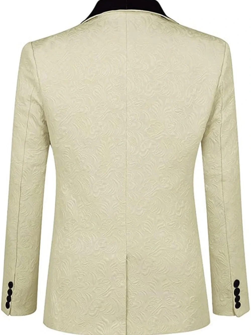 Cream Tuxedo Jacket with Black Shawl Lapel and Matching Vest